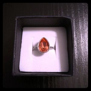 Sterling silver teardrop Swarovski statement ring